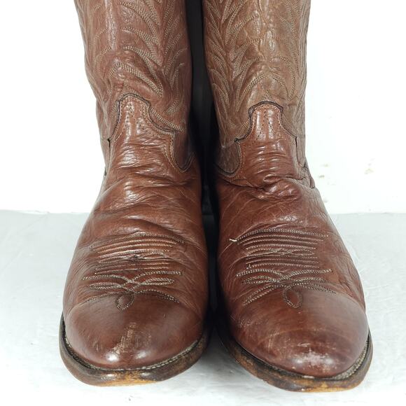 Justin Men\'s Vintage 1306 US 12D Brown Leather Cowboy Boots Made in USA main image 12